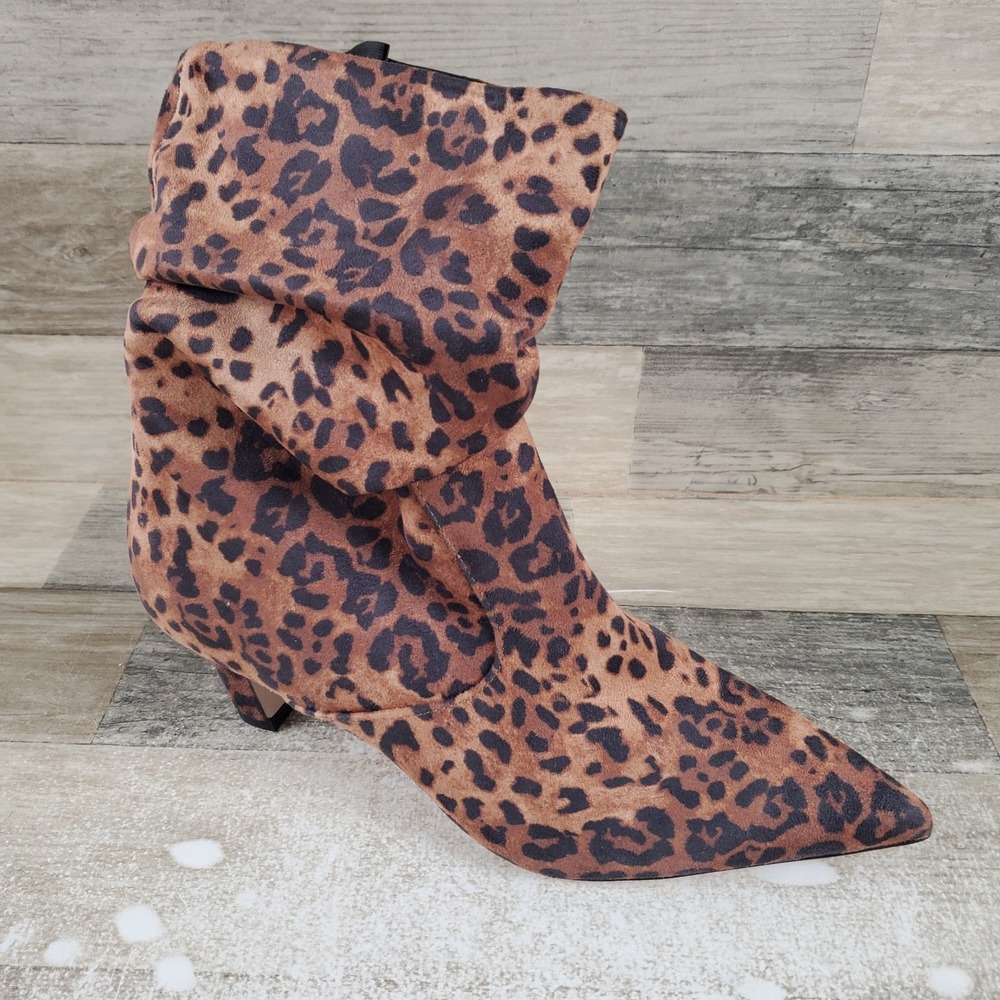 Jessica Simpson Vianne Womens Boots Sz 8 M Brown Leopard Kitten Heel Bootie